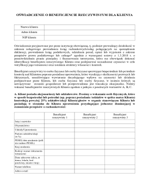 Beneficjent Rzeczywisty Declaration for Client