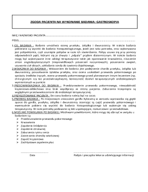 Patient Consent Form for Gastroscopy