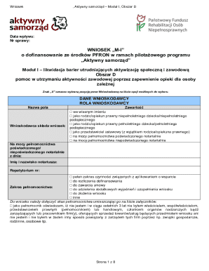 Wniosek Aktywny Samorząd Moduł I Obszar D