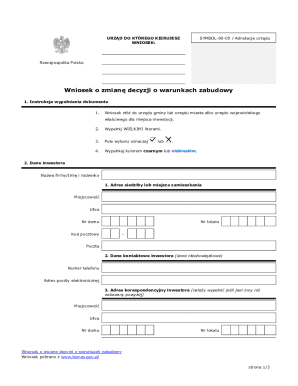 Wniosek o zmianę decyzji o warunkach zabudowy