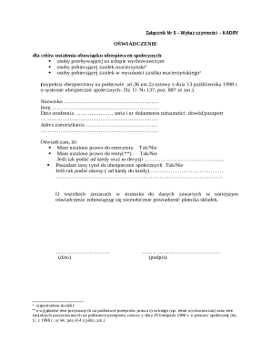 Social Security Obligation Declaration Form