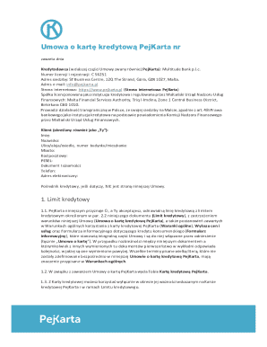 Credit Card Agreement PejKarta