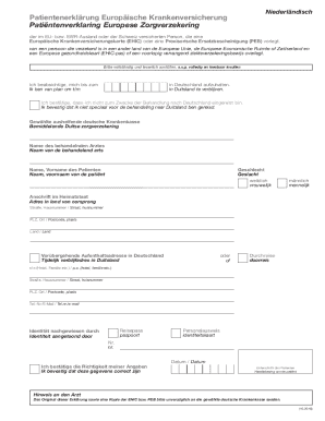 Patient Declaration European Health Insurance Card