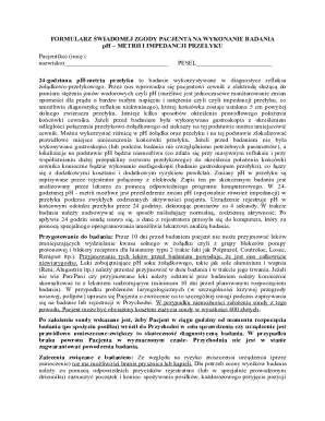 Patient Consent Form for pH-Impedance Metry Test