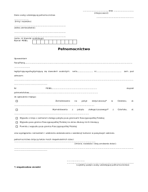 Polish Power of Attorney for Residence Registration