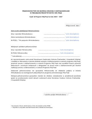 Power of Attorney for Grant Application