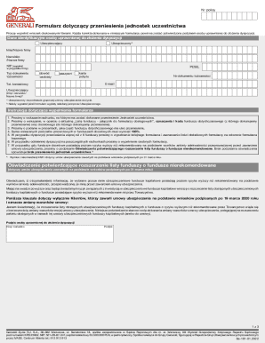 Przeniesienie Jednostek Uczestnictwa Form