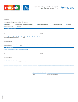mBank Personal Data Change Form