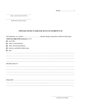 Employee Personal Data Change Declaration