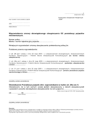 Poland Vehicle Insurance Cancellation Form