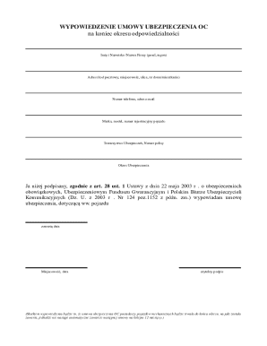 Polish Car Insurance Cancellation Form