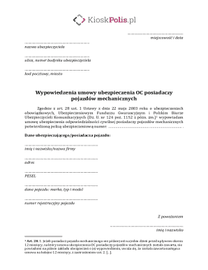 Poland Vehicle Insurance Cancellation Form