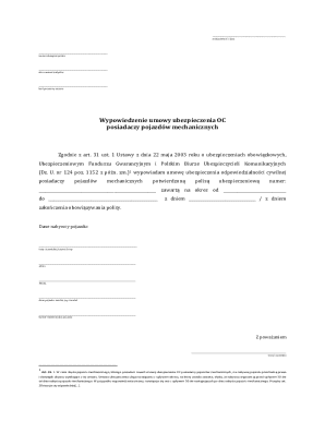 Polish Vehicle Insurance Cancellation Form