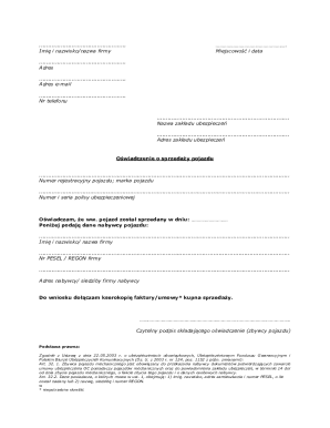 Vehicle Sale Declaration Form