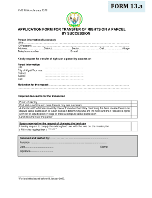 Application Form for Transfer of Rights on a Parcel by Succession