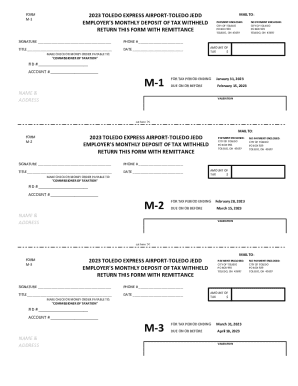 Toledo Form M-1 to M-12 Tax Withholding
