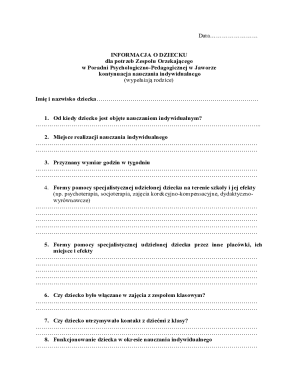 Child Information Form for Individual Education