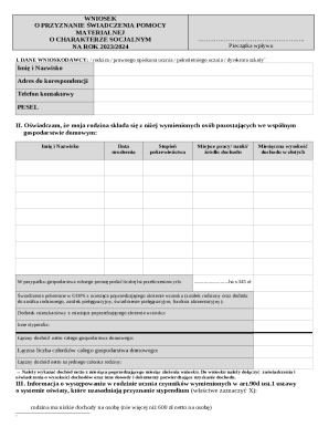 Polish Student Financial Aid Application Form