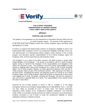 E-Verify Employer Agent Memorandum of Understanding