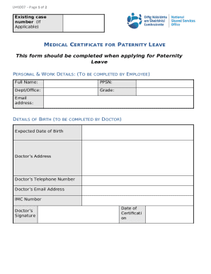 Medical Certificate for Paternity Leave