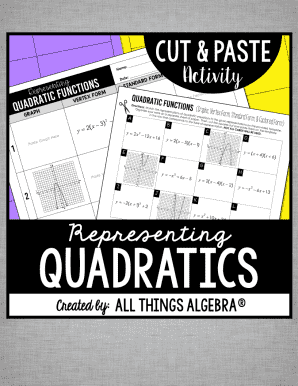 Quadratic Functions Cut & Paste Activity