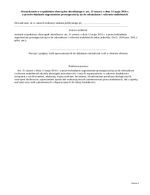 Oświadczenie o wypełnieniu obowiązku art. 21