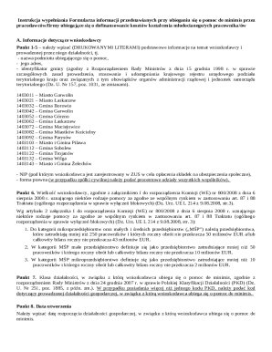 Polish De Minimis Aid Application Form