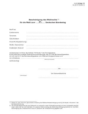 German Bundestag Election Voting Rights Certificate