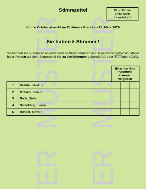 German Local Council Election Ballot