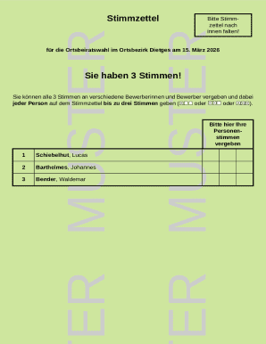 German Local Council Election Ballot