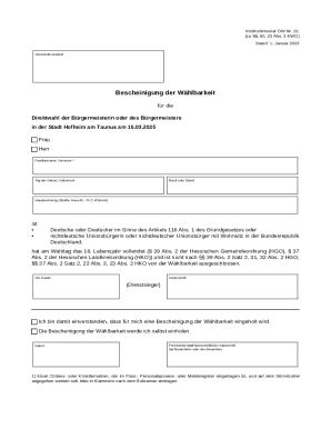 German Municipal Election Eligibility Certificate