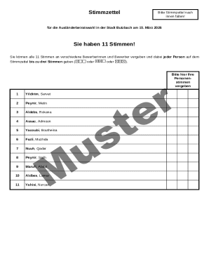 Foreigners' Advisory Council Election Ballot