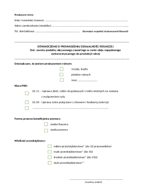 Polish Agricultural Producer Declaration Form