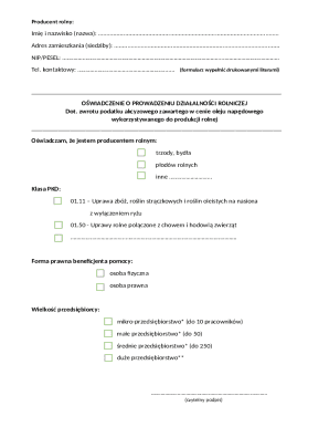 Polish Agricultural Producer Declaration Form