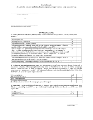 Polish Excise Tax Refund Declaration
