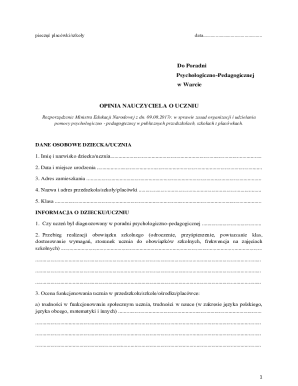 Polish Student Evaluation Form