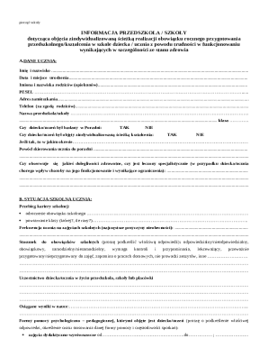 Polish School Individualized Education Path Form