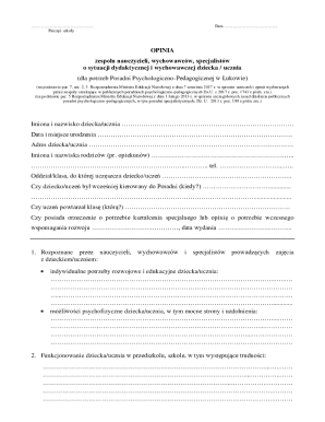 School Opinion Form for Psychological-Pedagogical Counseling