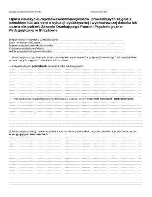Teacher Opinion Form for Psychological-Pedagogical Counseling