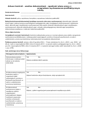 Arkusz Kontroli Dokumentacji Szkolnej