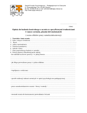 Psychological-Pedagogical Opinion Form