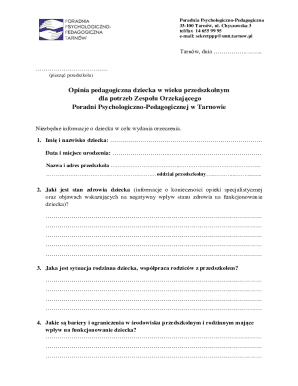 Pedagogical Opinion Form for Preschool Children