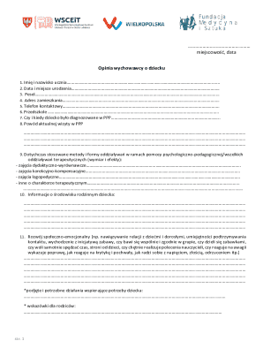 Teacher's Opinion Form