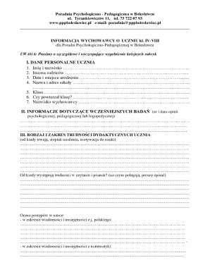 Psychological-Pedagogical Counseling Information Form