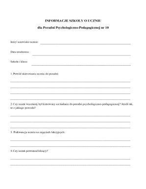 Student Information Form for Psychological-Pedagogical Counseling