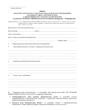 Teacher Opinion Form for Educational and Developmental Needs