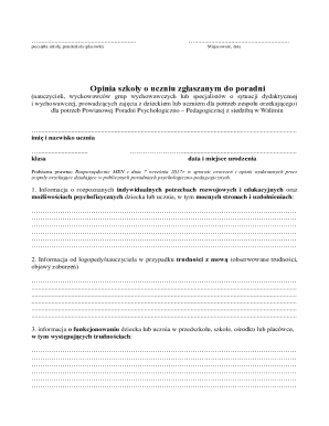 School Opinion Form for Student Referral