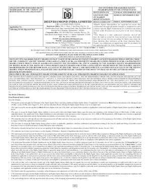 Deep Diamond India Rights Issue Application Form