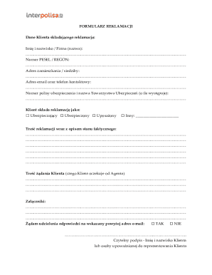 Insurance Complaint Form