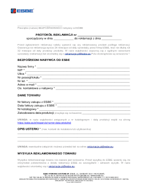 ESBE Product Complaint Form